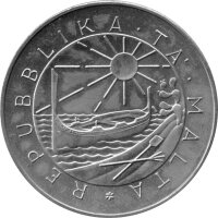 Malta 1 Lira 1984 - F.A.O. Weltfischereikonferenz "Fischerboot" - Kupfer-Nickel