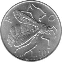 San Marino 10 Lire 1974 - F.A.O. Biene - Aluminium