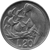 San Marino 20 Lire 1975 - F.A.O. Vögel -...