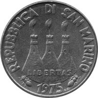 San Marino 20 Lire 1975 - F.A.O. Vögel - Aluminium-Bronze