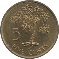 Seychellen 5 Cents 1982 - F.A.O. Maniok-Pflanze - Messing