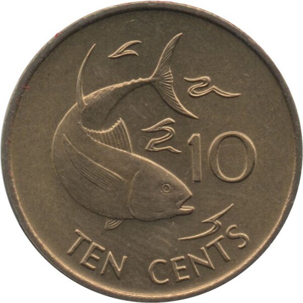Seychellen 10 Cents 1982 - F.A.O. Thunfisch - Messing