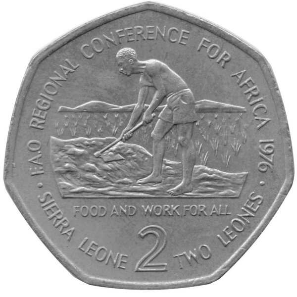 Sierra Leone 2 Leones 1976 - F.A.O. Regionalkonferenz für Afrika - Kupfer-Nickel
