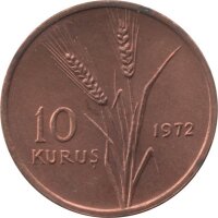 Türkei 10 Kurus 1971 - F.A.O. Landwirtschaftlicher Fortschritt - Bronze