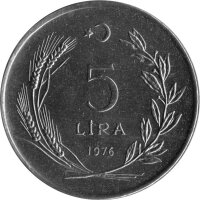 Türkei 5 Lira 1976 - F.A.O. Internationales Jahr der Frau - Stahl
