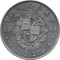 Uruguay 20 Neue Pesos 1984 - F.A.O. Weltfischereikonferenz - Kupfer-Nickel