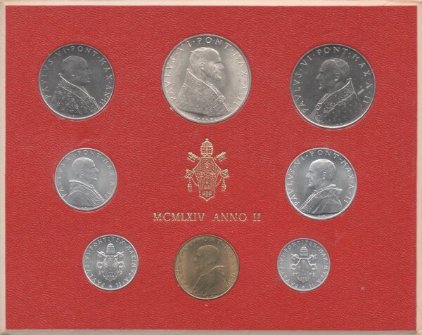 Vatikan Lire Kursmünzensatz Papst Paul VI. 1964