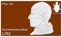 Vatikan Lire Kursmünzensatz Papst Pius XII.