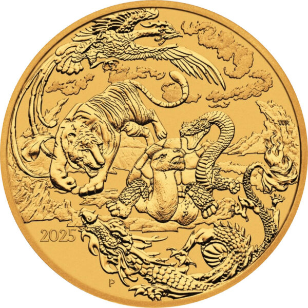 Australien Drachenserie 2025 Four Guardians 1 oz Gold | Chinesische Mythen und Legenden