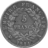 Frankreich 5 Francs 1811  - Kaiser Napoleon I. 1804-1815 - Silber KM#694.1