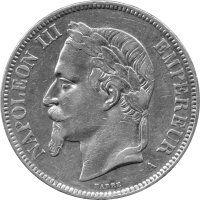 Frankreich 5 Francs 1870 - Kaiser Napoleon III....