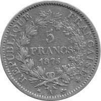 Frankreich 5 Francs 1875  - "Herkules" - Silber KM#820.1
