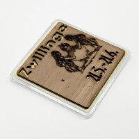 Holz-Geschenkbarren Premium "Sternzeichen Zwillinge" 1 Gramm Gold