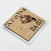 Holz-Geschenkbarren Premium "Sternzeichen Krebs" 1 Gramm Gold
