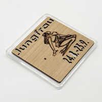 Holz-Geschenkbarren Premium "Sternzeichen Jungfrau" 1 Gramm Gold