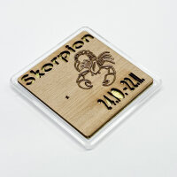 Holz-Geschenkbarren Premium "Sternzeichen Skorpion" 1 Gramm Gold