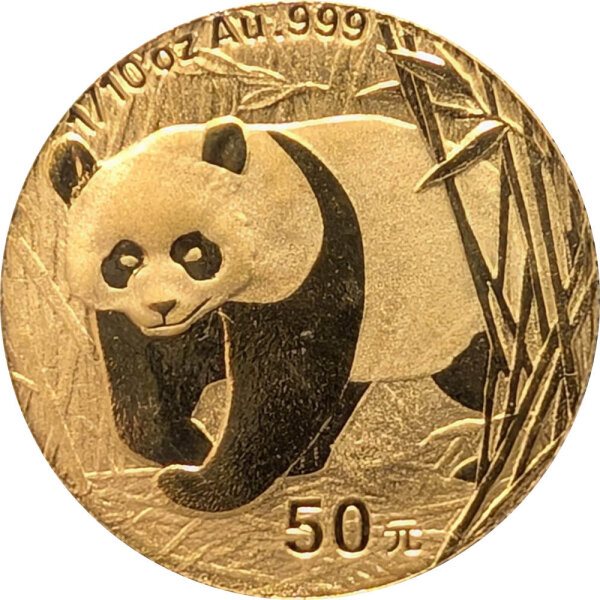 China Panda 2002 1/10 oz Gold - Original-Folie
