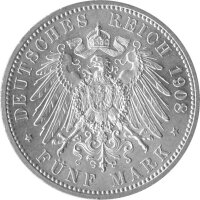 J.161 Sachsen-Weimar-Eisenach 5 Mark 1908 -A- Großherzog Wilhelm Ernst - 350 Jahre Universität Jena - Silber vz