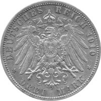 J.076 Hessen-Darmstadt 3 Mark 1910 -A- Großherzog Ernst Ludwig - Silber ss-vz