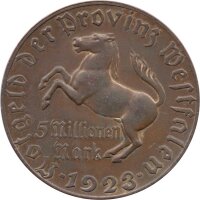 J.N22 Provinz Westfalen 5.000.000 Mark 1923 - Notgeld - Kupfer vergoldet