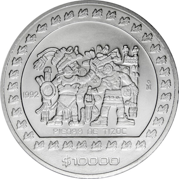 Mexiko 10.000 Pesos 1992 Piedra de Tizoc 5 oz Silber