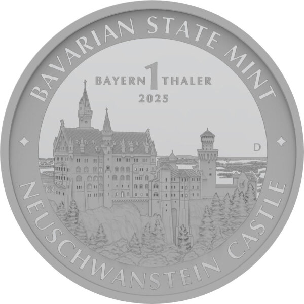 Bayern Thaler 1. Ausgabe Schloss Neuschwanstein 2025 1 oz Silber Polierte Platte