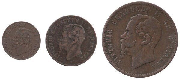 Italien div. Kupfermünzen - König Vittorio Emanuele II. 1861-1878 - Kupfer