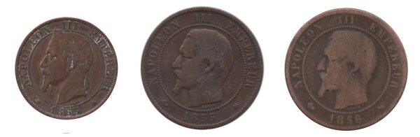 Frankreich div. Kupfermünzen - Kaiser Napoleon III. 1852-1870 - Kupfer