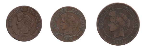 Frankreich div. Kupfermünzen - 3. Republik 1871-1940 - Kupfer