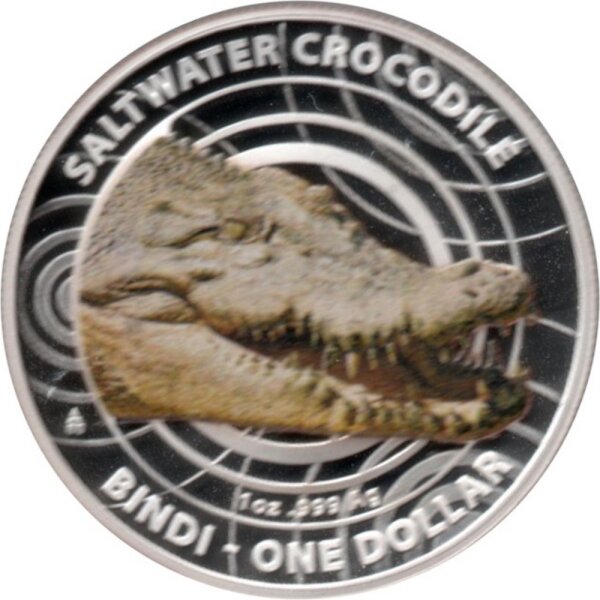 Australien 1 Dollar 2013 - Salzwasserkrokodiel-Bindi - 1 oz Silber PP teilcoloriert
