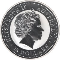 Australien Lunar I 15 Dollars 2005 Jahr des Hahns 1/2 Kilo Silber - PP teilcoloriert