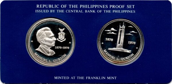 Philippinen 25 + 50 Piso 1978 - 100. Geburtstag von Manuel L. Quezon - Silber PP