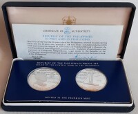 Philippinen 25 + 50 Piso 1978 - 100. Geburtstag von Manuel L. Quezon - Silber PP
