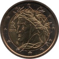 Italien 2 Euro 2015 "Dante Alighieri" + 2 Euro Kursmünze 2015 - Coincard