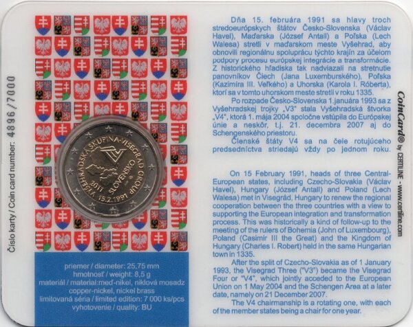 Slowakei 2 Euro 2011 "Viségrad Abkommen"-  Coincard