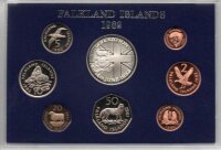 Falkland Inseln Kursmünzensatz 1982 mit Silber-Gedenkmünze - PP