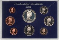 Falkland Inseln Kursmünzensatz 1982 mit Silber-Gedenkmünze - PP