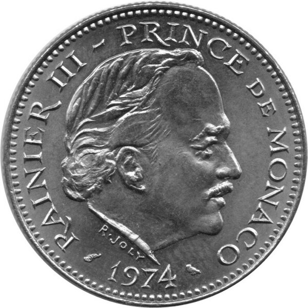 Monaco 5 Francs 1974 - Fürst Rainier III. - Ku-Ni