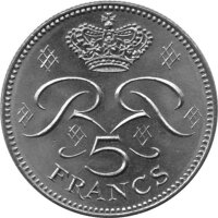 Monaco 5 Francs 1974 - Fürst Rainier III. - Ku-Ni