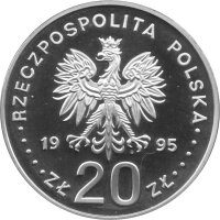 Polen 20 Zlotych 1995 - XXVI. Olymische Sommerspiele 1996 in Atlanta "Ringen" - Silber PP