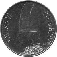 Vatikan 50 Lire 1966 - Papst Paul VI. - Edelstahl