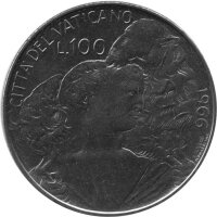 Vatikan 100 Lire 1966 - Papst Paul VI. - Edelstahl