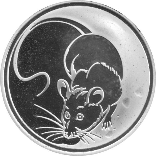 Russland 3 Rubel 2008 - Mondkalender "Jahr der Ratte" - 1 oz Silber PP