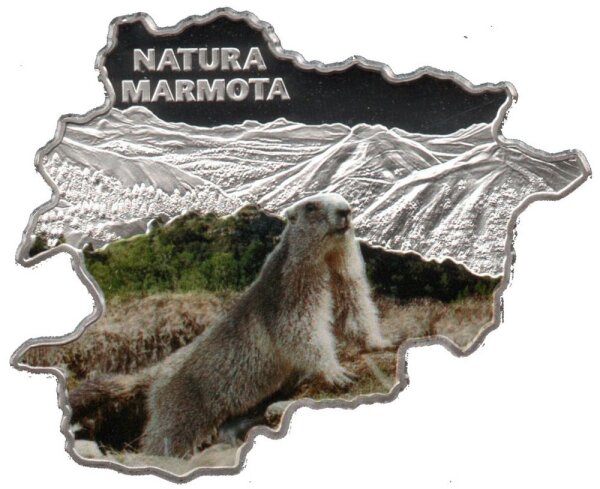Andorra 10 Diners 2013 - Tiere von Andorra "Alpenmurmeltier" - 1 oz Silber PP teilcoloriert
