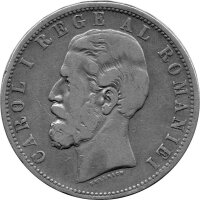 Rumänien 5 Lei 1881 - König Karl I. - Silber