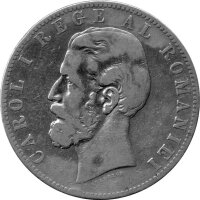 Rumänien 5 Lei 1884 - König Karl I. - Silber