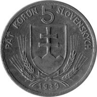 Slowakei 5 Kronen 1939 - Umlaufmünze - Nickel