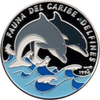 Kuba 10 Pesos 1994 - Karibische Fauna "Delfine"...