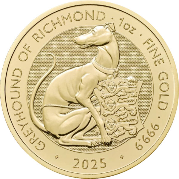 UK Tudor Beasts 7. Ausgabe 2025 Greyhound of Richmond 1 oz Gold