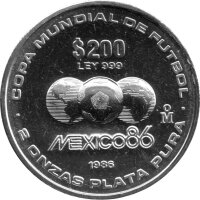 Mexiko 200 Pesos 1986 - XIII. Fußball WM 1986 in...